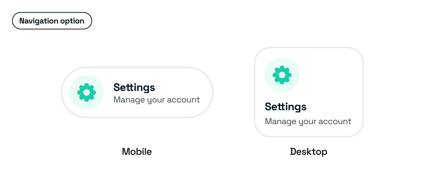 Navigation option, mobile and desktop variation